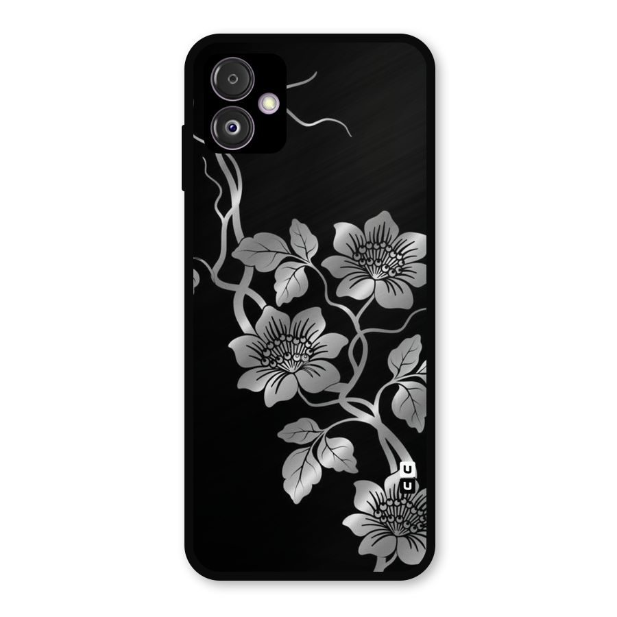 Silver Grey Flowers Metal Back Case for Galaxy F14