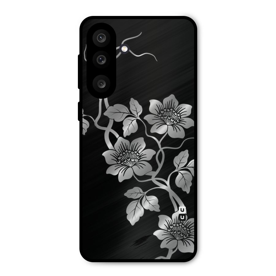Silver Grey Flowers Metal Back Case for Galaxy F56