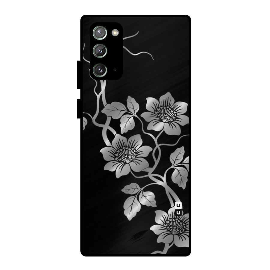Silver Grey Flowers Metal Back Case for Galaxy Note 20