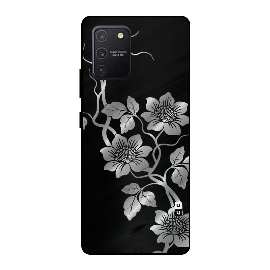 Silver Grey Flowers Metal Back Case for Galaxy S10 Lite