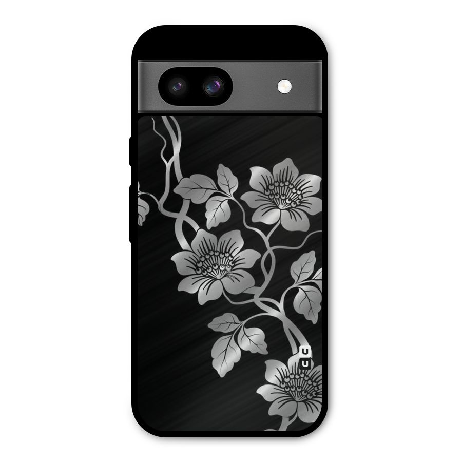 Silver Grey Flowers Metal Back Case for Google Pixel 8a
