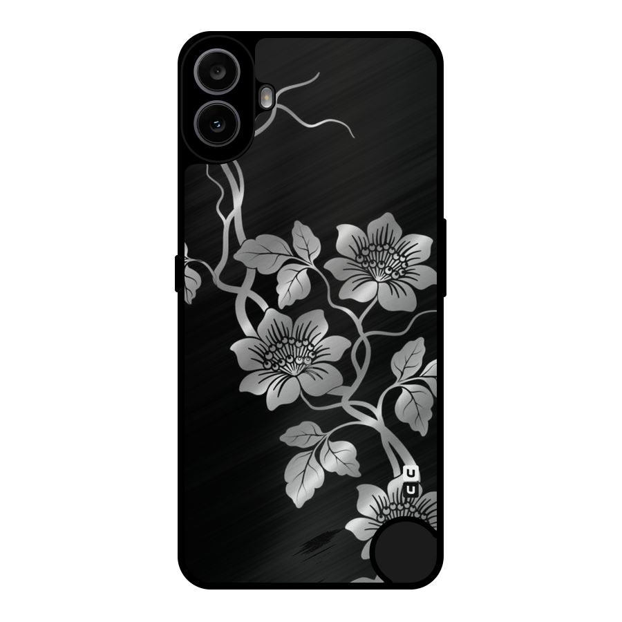 Silver Grey Flowers Metal Back Case for Nothing CMF Phone 1