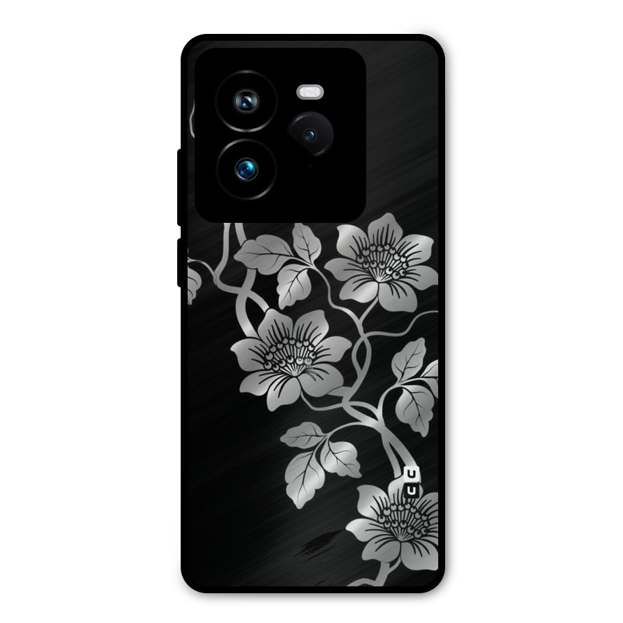 Silver Grey Flowers Metal Back Case for Realme GT 7 Pro
