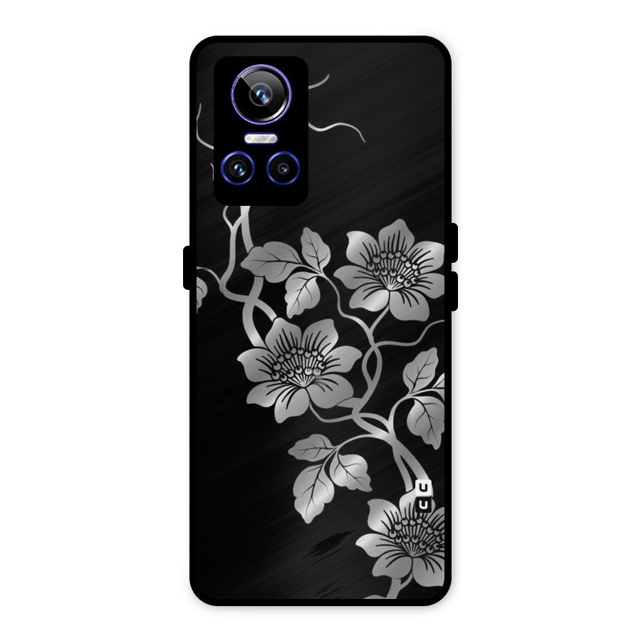 Silver Grey Flowers Metal Back Case for Realme GT Neo 3