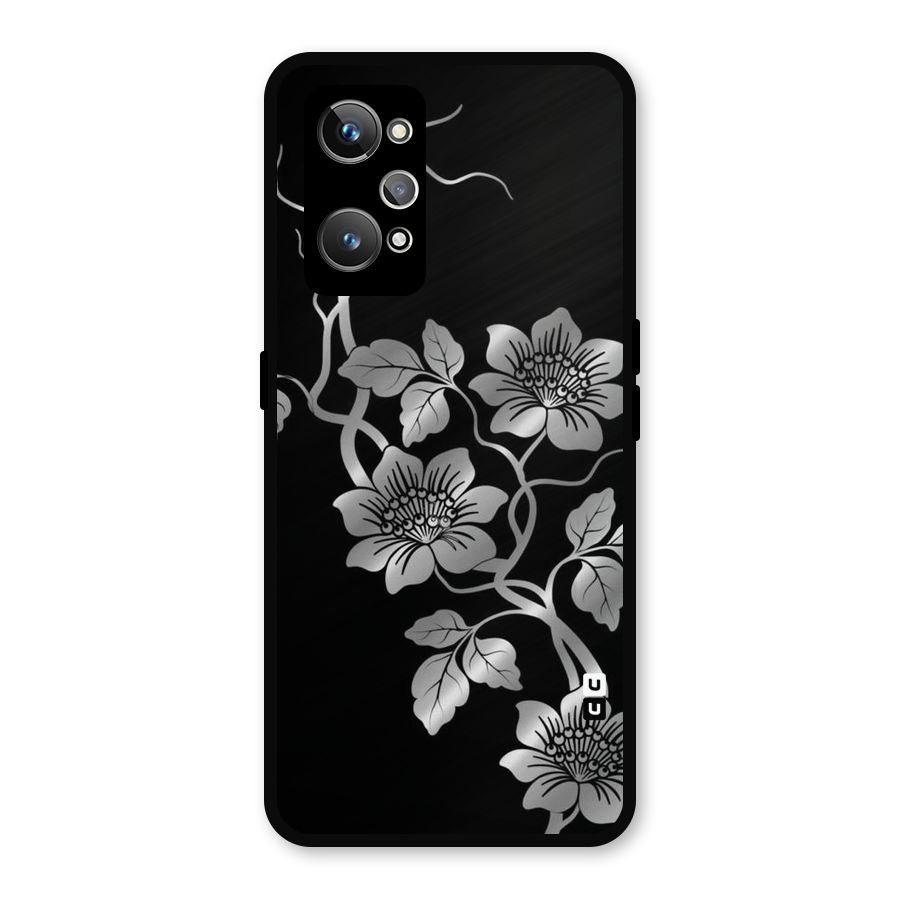 Silver Grey Flowers Metal Back Case for Realme GT Neo 3T