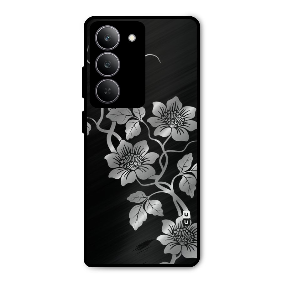 Silver Grey Flowers Metal Back Case for Realme P3x