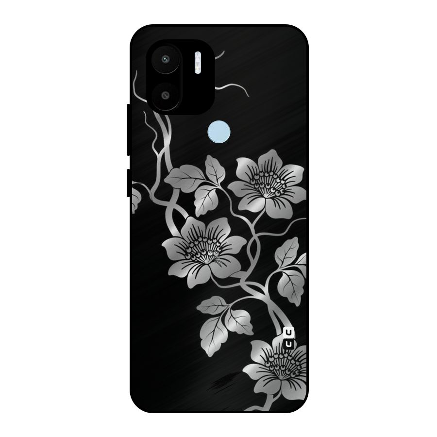 Silver Grey Flowers Metal Back Case for Redmi A1+