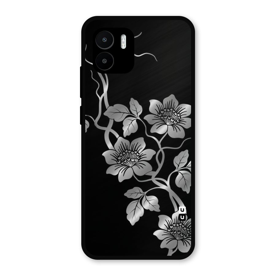 Silver Grey Flowers Metal Back Case for Redmi A2