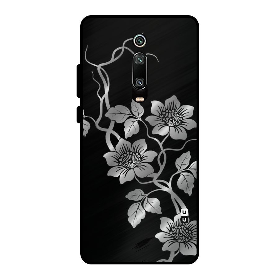 Silver Grey Flowers Metal Back Case for Redmi K20