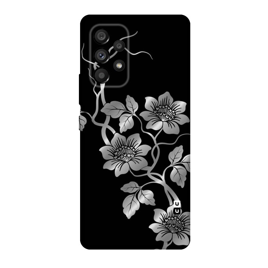 Silver Grey Flowers Original Polycarbonate Back Case for Galaxy A53 5G