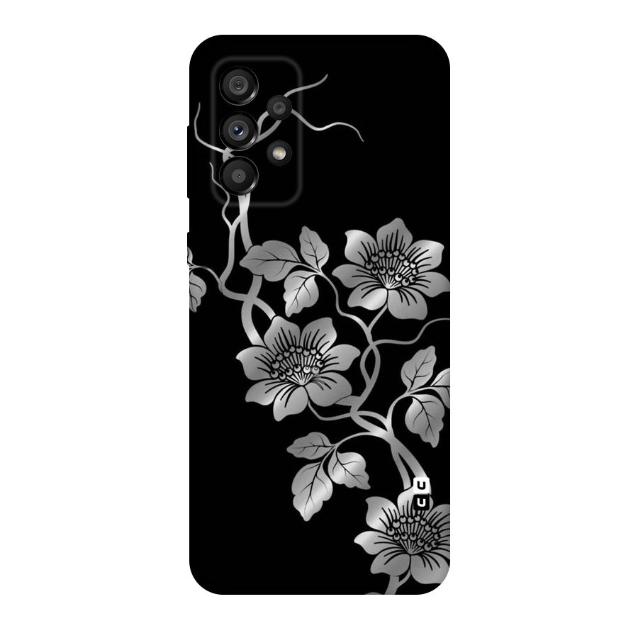 Silver Grey Flowers Original Polycarbonate Back Case for Galaxy A73 5G