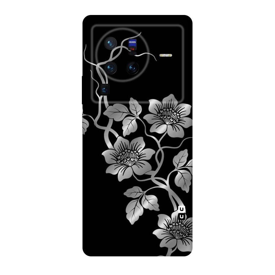 Silver Grey Flowers Original Polycarbonate Back Case for Vivo X80