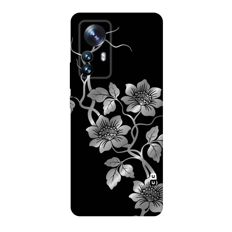 Silver Grey Flowers Original Polycarbonate Back Case for Xiaomi 12 Pro