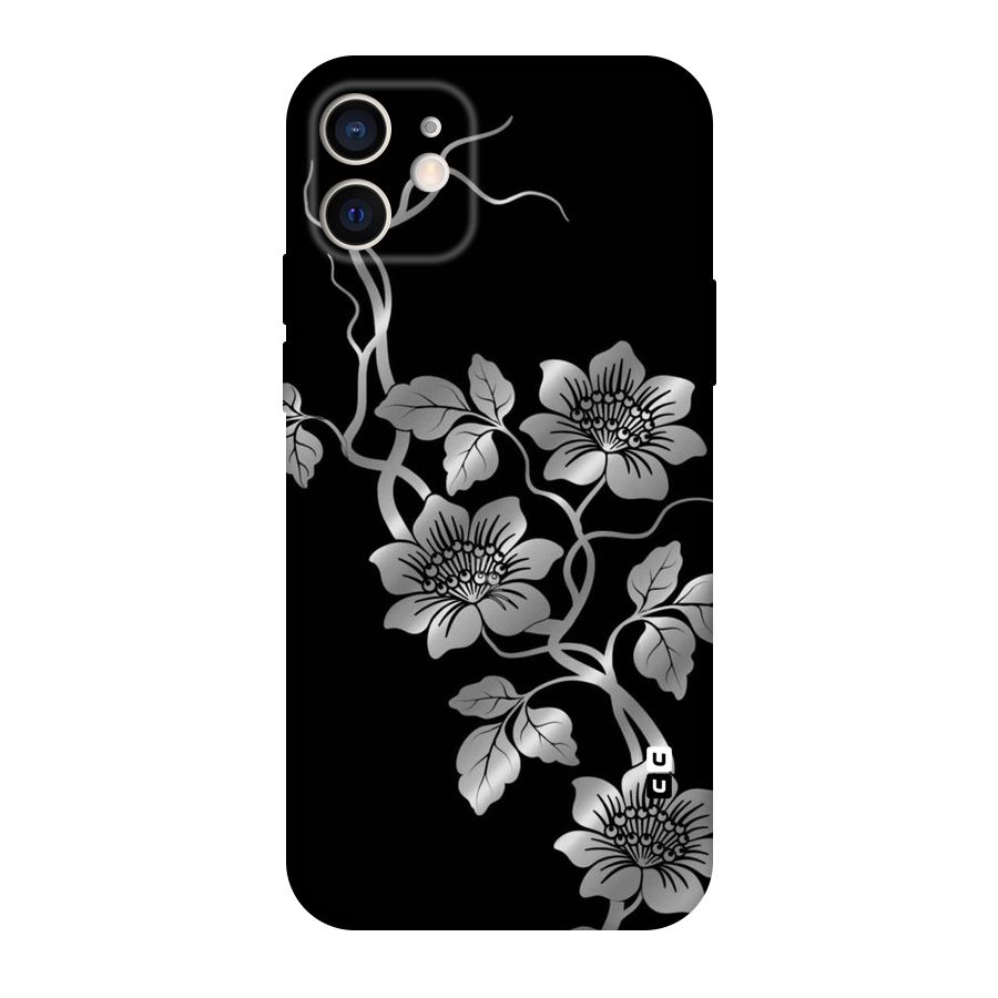 Silver Grey Flowers Original Polycarbonate Back Case for iPhone 12