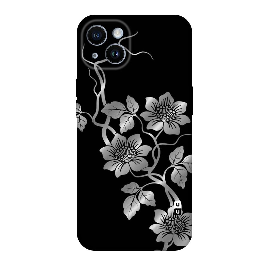 Silver Grey Flowers Original Polycarbonate Back Case for iPhone 14