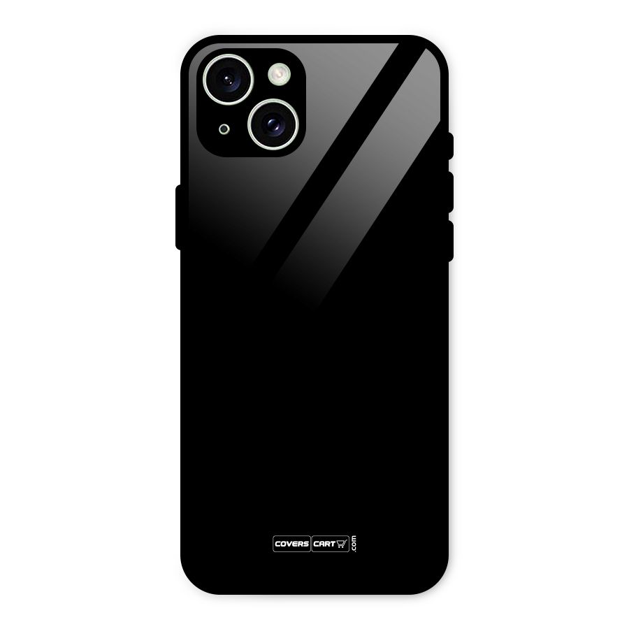 Simple Black Glass Back Case for iPhone 15 Plus