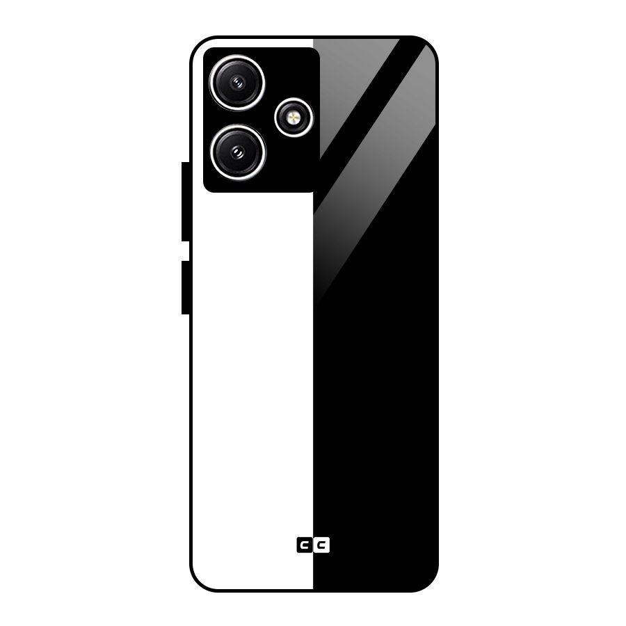 Simple Black White Glass Back Case for Redmi 12 5G