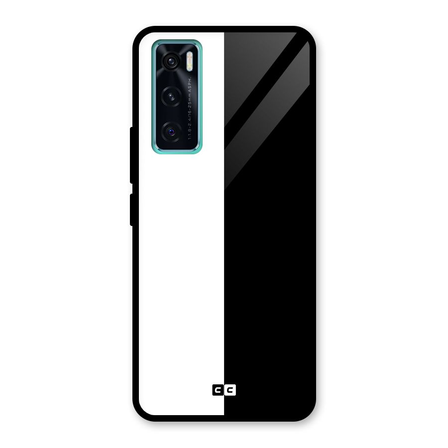 Simple Black White Glass Back Case for Vivo V20 SE