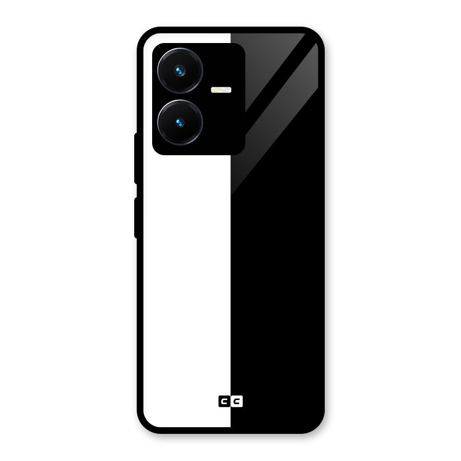Simple Black White Glass Back Case for Vivo Y22s