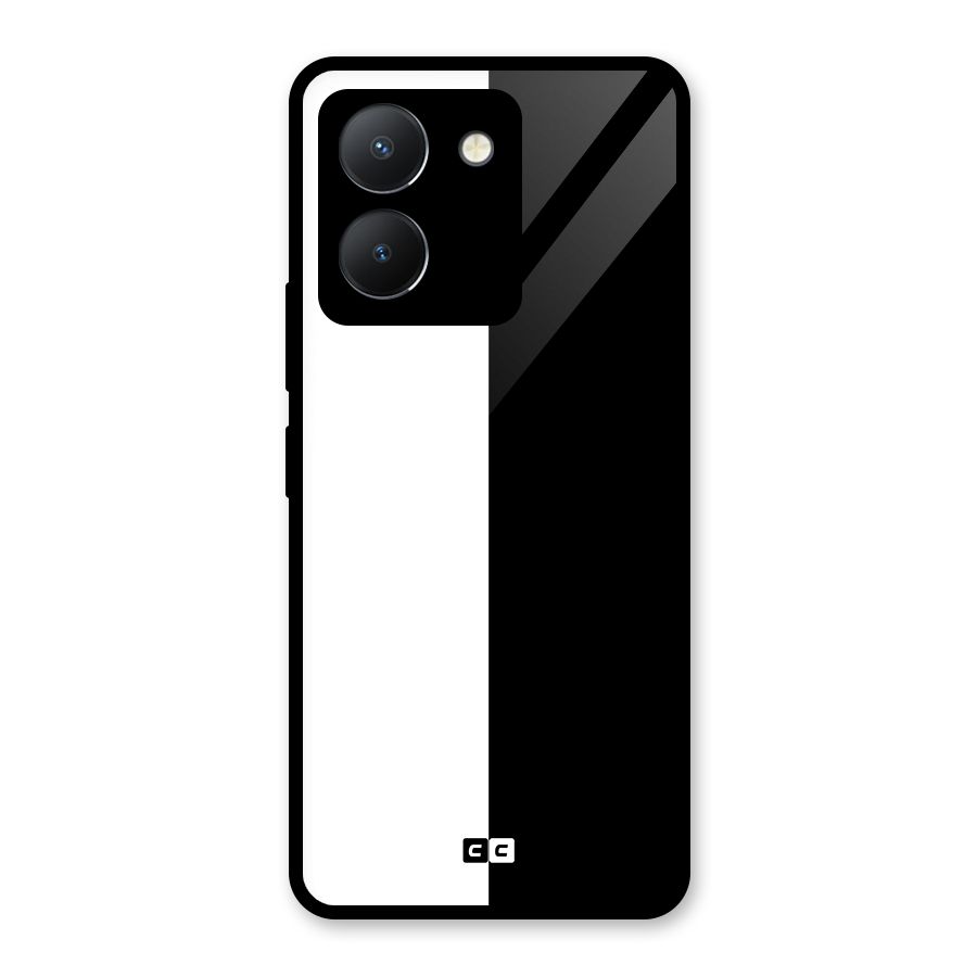 Simple Black White Glass Back Case for Vivo Y36