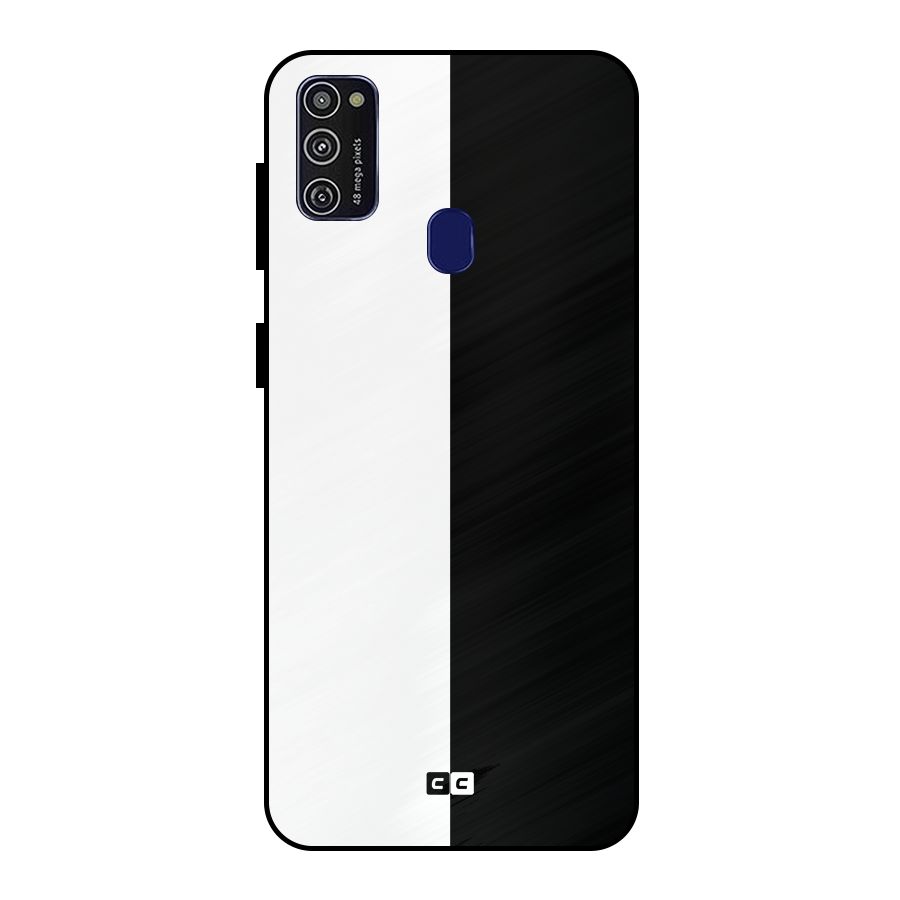 Simple Black White Metal Back Case for Galaxy M21