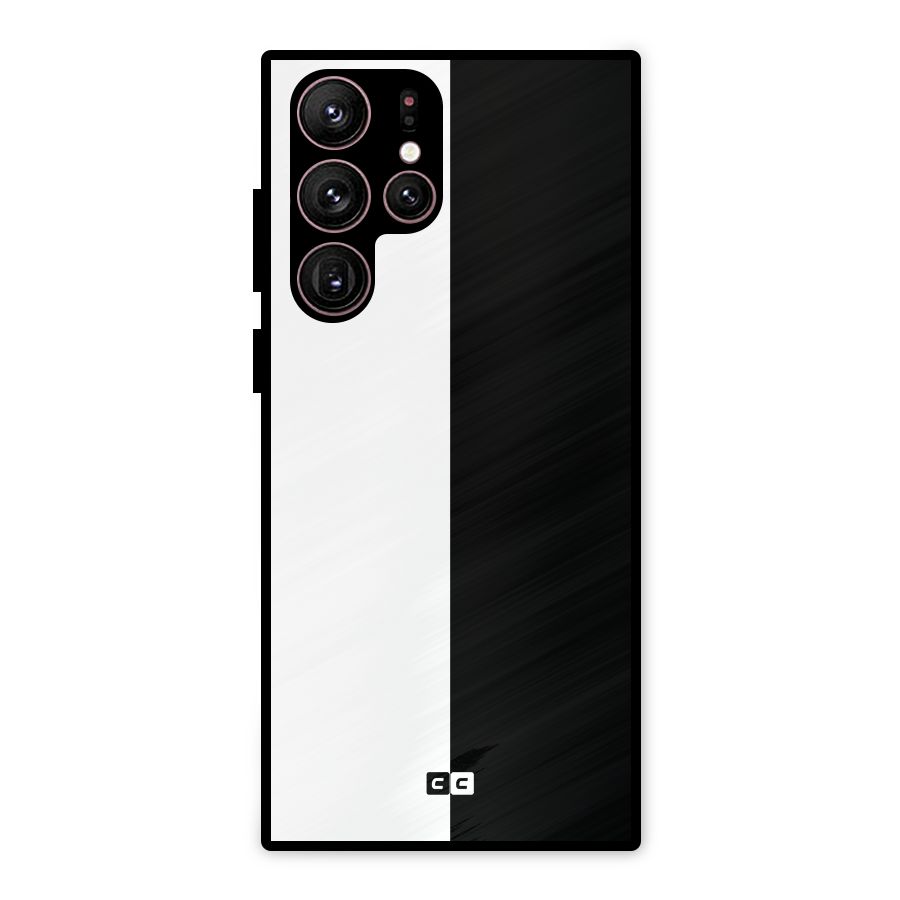 Simple Black White Metal Back Case for Galaxy S22 Ultra 5G