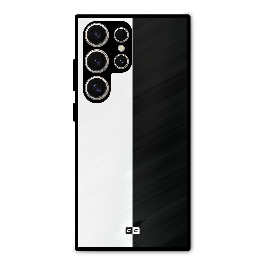 Simple Black White Metal Back Case for Galaxy S24 Ultra