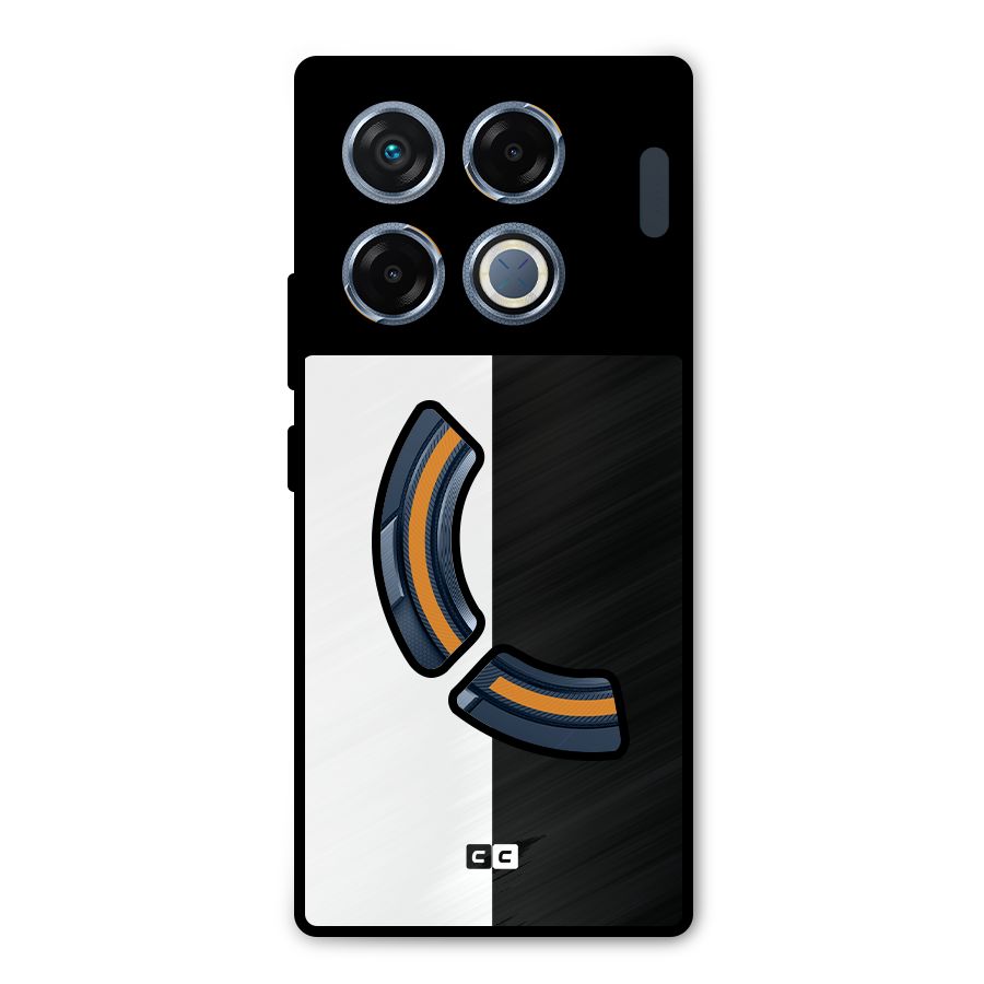 Simple Black White Metal Back Case for Infinix GT 20 Pro