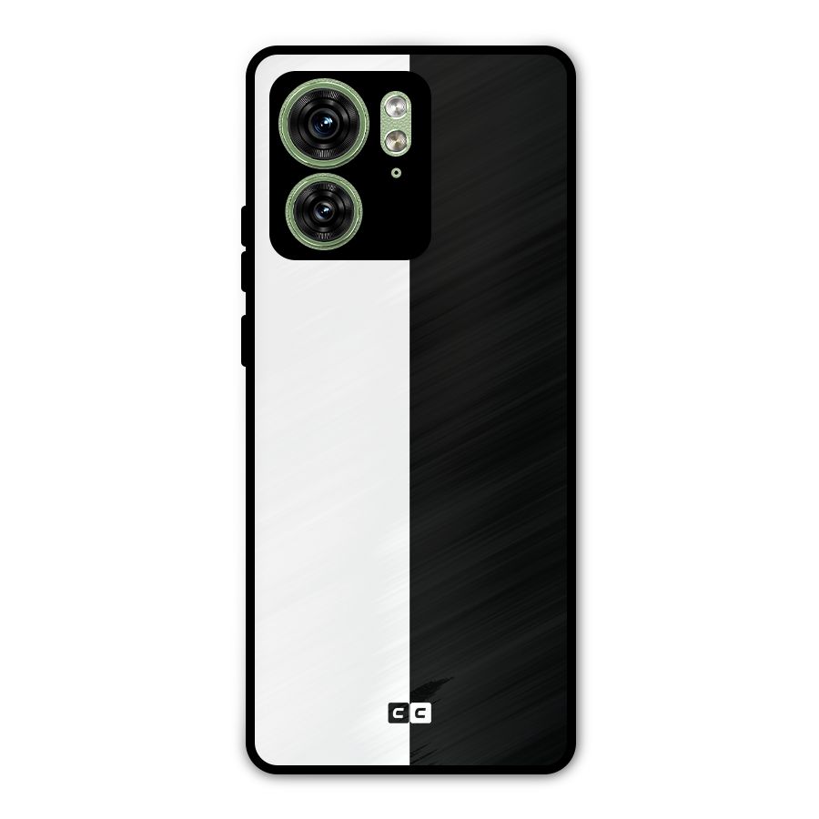 Simple Black White Metal Back Case for Motorola Edge 40 5G