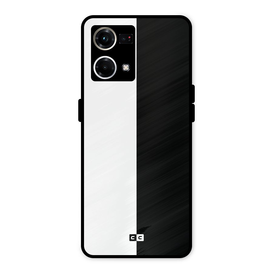 Simple Black White Metal Back Case for Oppo F21 Pro 4G