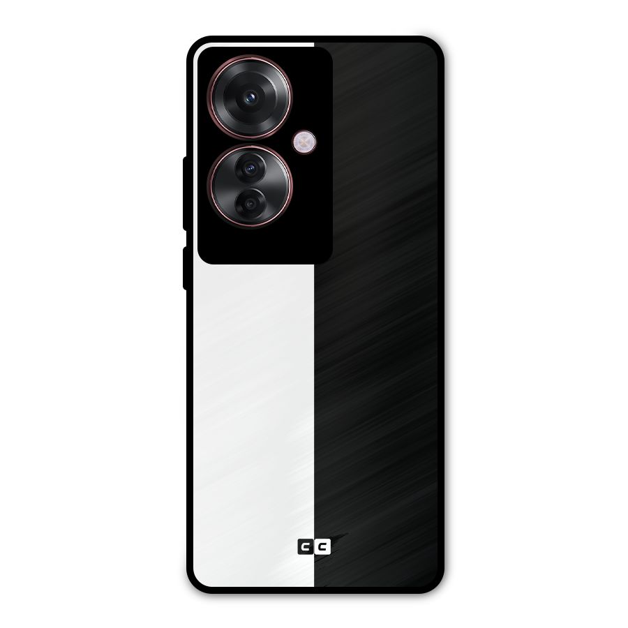 Simple Black White Metal Back Case for Oppo F25 Pro