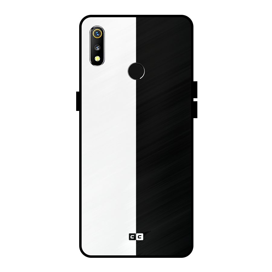 Simple Black White Metal Back Case for Realme 3i