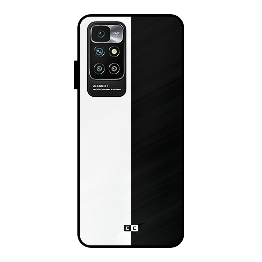 Simple Black White Metal Back Case for Redmi 10 Prime