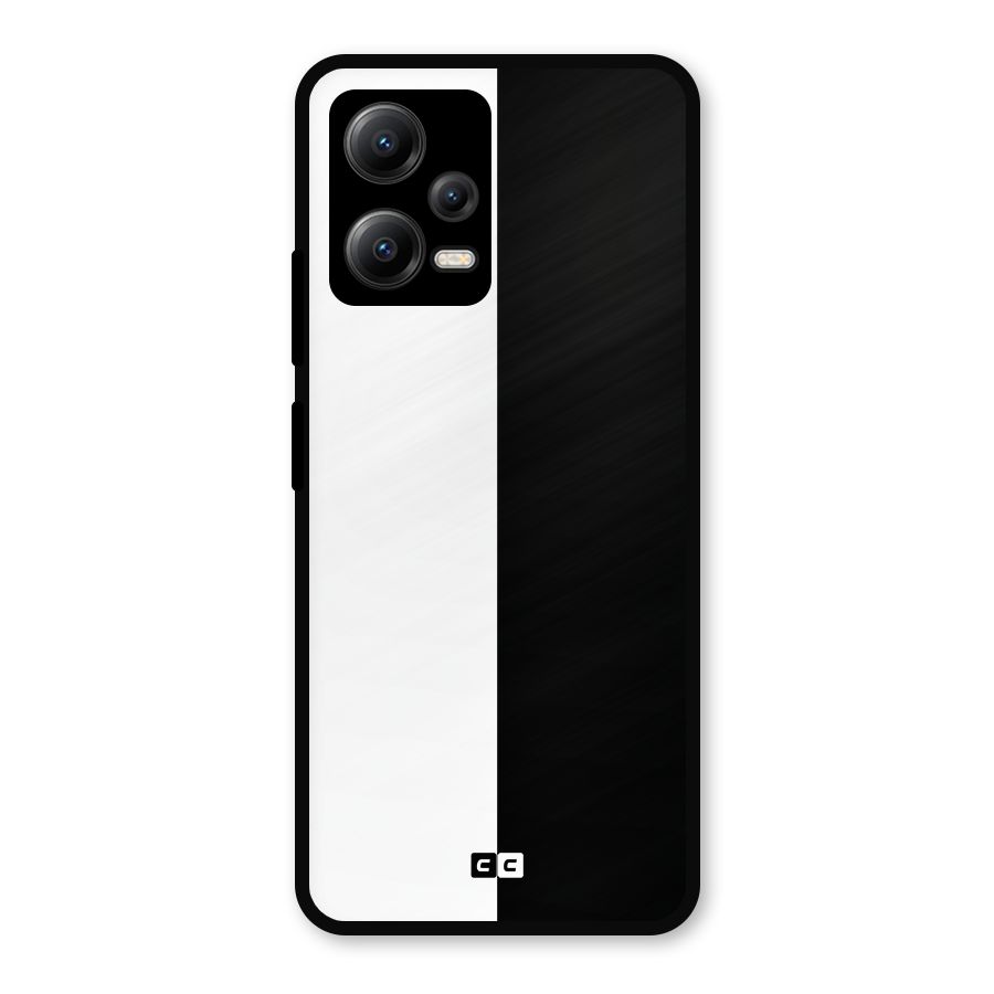 Simple Black White Metal Back Case for Redmi Note 12 5G