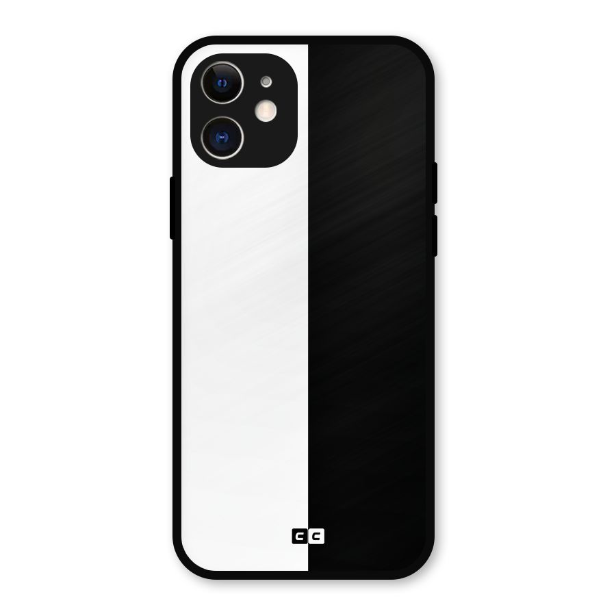 Simple Black White Metal Back Case for iPhone 12