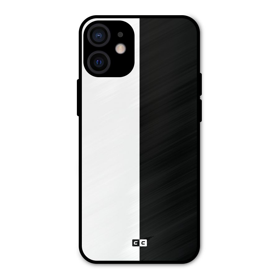 Simple Black White Metal Back Case for iPhone 12 Mini
