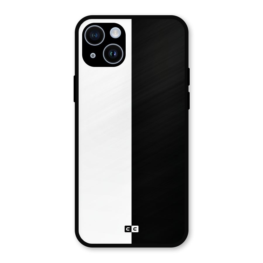Simple Black White Metal Back Case for iPhone 14
