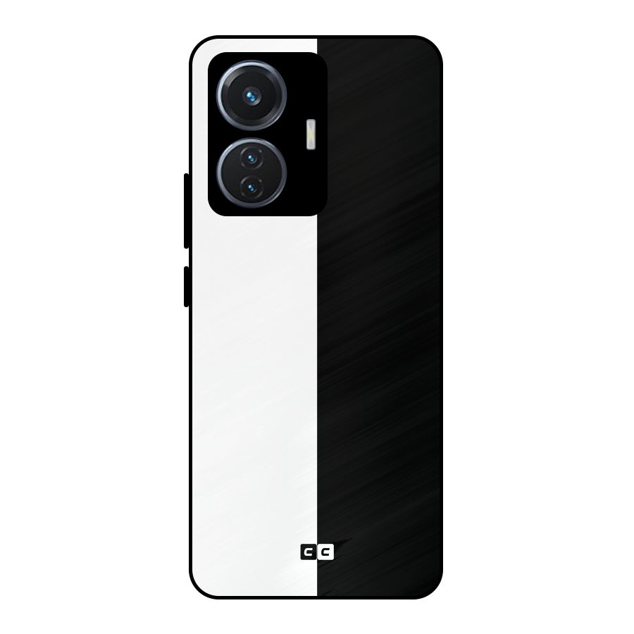 Simple Black White Metal Back Case for iQOO Z6 44W