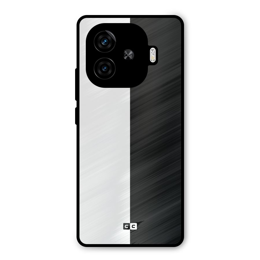 Simple Black White Metal Back Case for iQOO Z9 Turbo