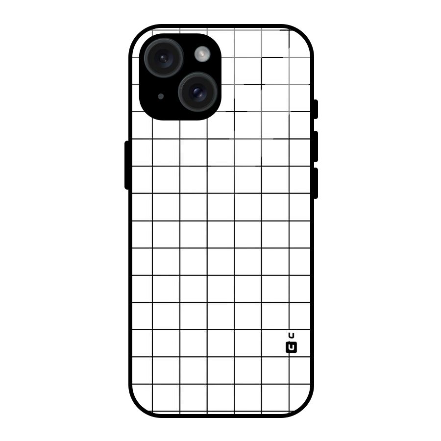 Simple Checks Glass Back Case for iPhone 15