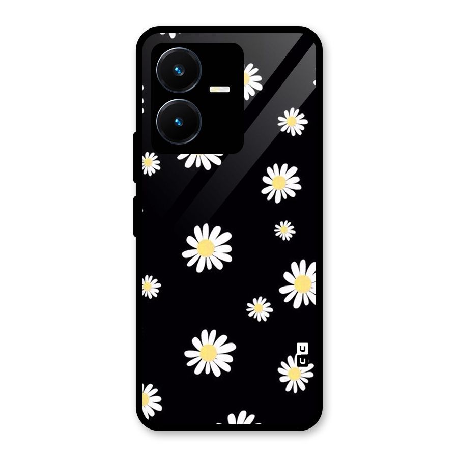 Simple Sunflowers Pattern Glass Back Case for Vivo Y22s