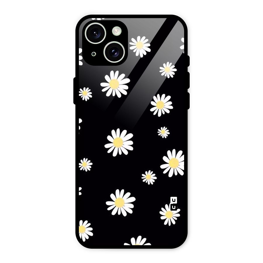 Simple Sunflowers Pattern Glass Back Case for iPhone 15 Plus