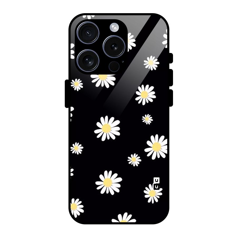 Simple Sunflowers Pattern Glass Back Case for iPhone 15 Pro