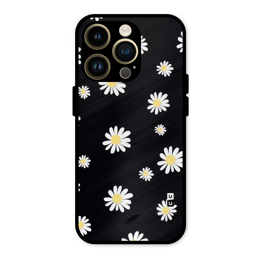 Simple Sunflowers Pattern Metal Back Case for iPhone 14 Pro