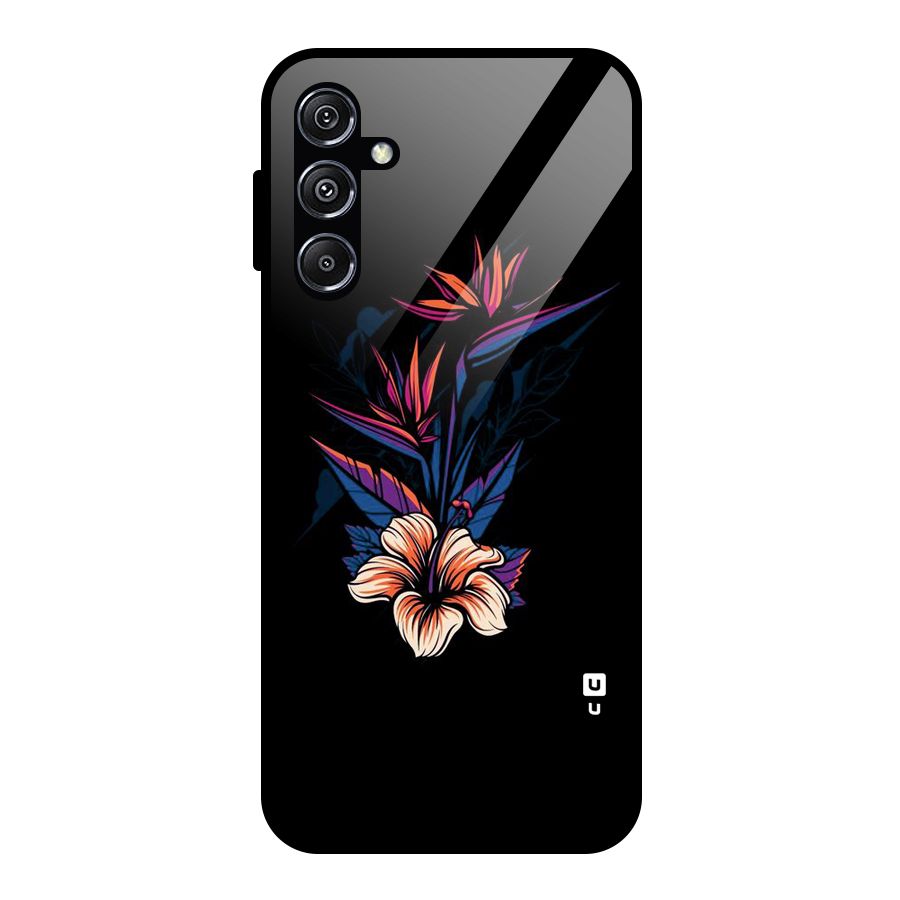 Single Painted Flower Glass Back Case for Galaxy M34 5G