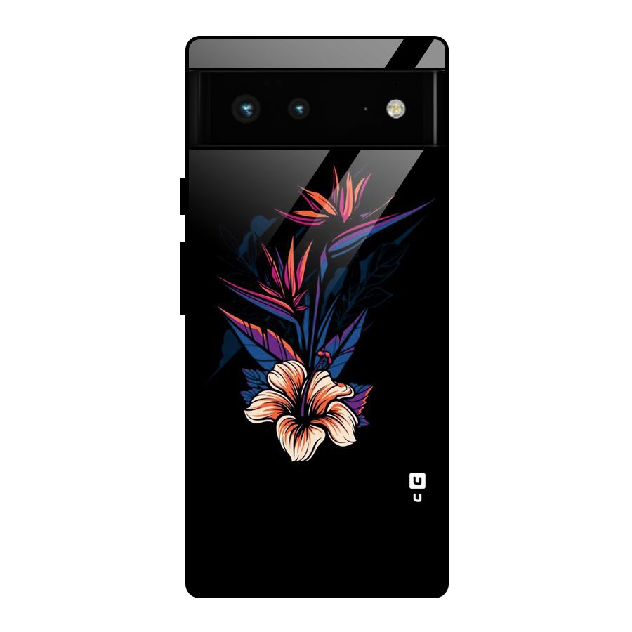 Single Painted Flower Glass Back Case for Google Pixel 6