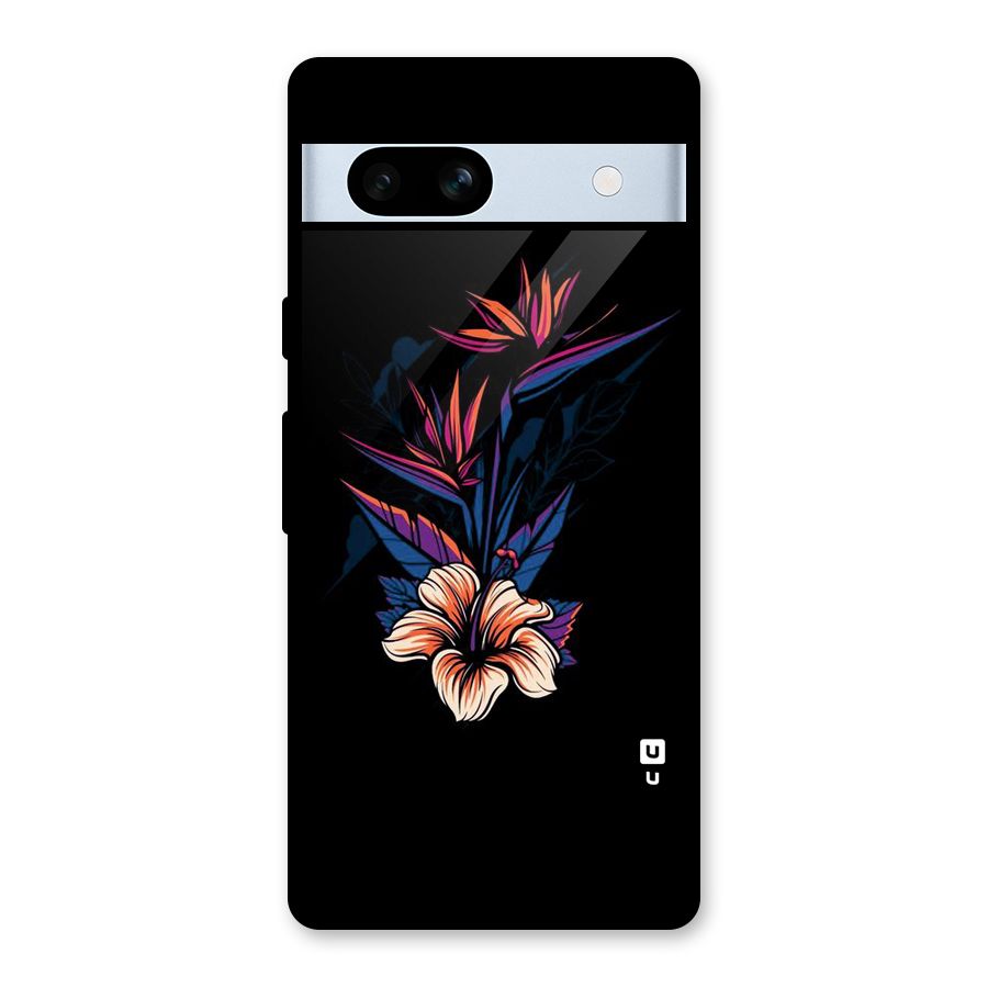 Single Painted Flower Glass Back Case for Google Pixel 7a