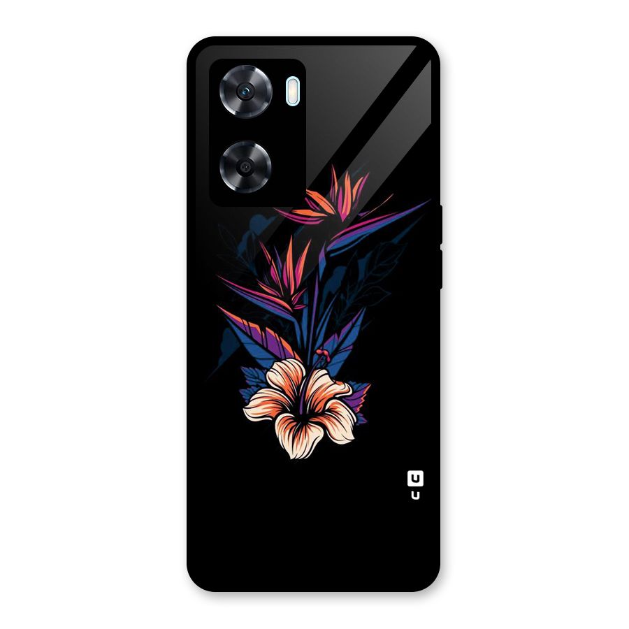 Single Painted Flower Glass Back Case for Oppo A77s
