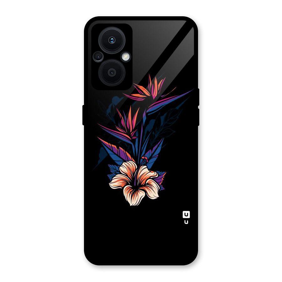 Single Painted Flower Glass Back Case for Oppo F21s Pro 5G