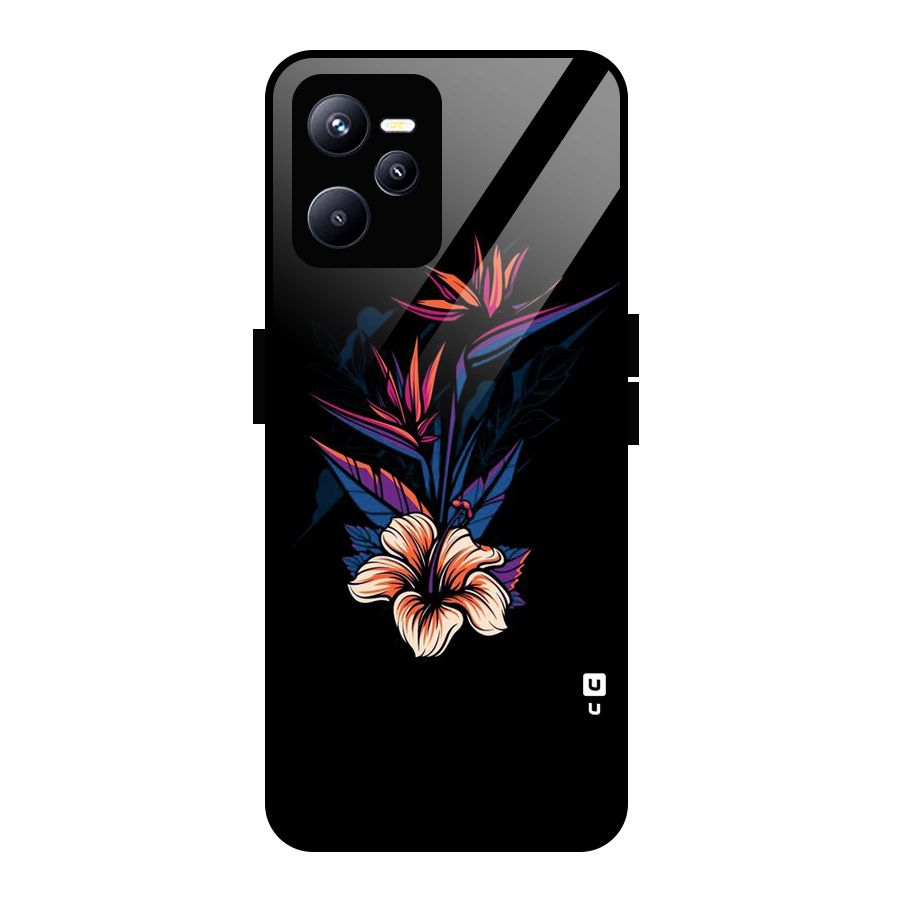 Single Painted Flower Glass Back Case for Realme C35